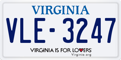 VA license plate VLE3247