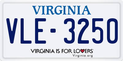 VA license plate VLE3250
