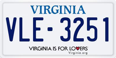 VA license plate VLE3251