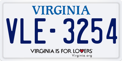 VA license plate VLE3254