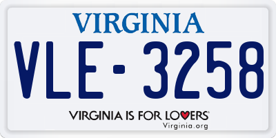 VA license plate VLE3258