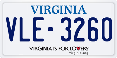 VA license plate VLE3260