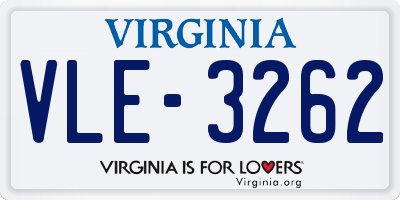 VA license plate VLE3262