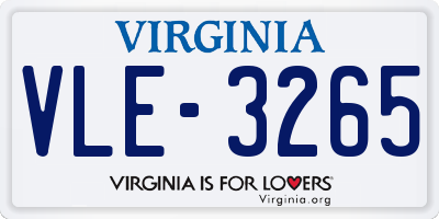 VA license plate VLE3265