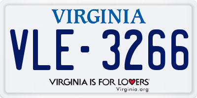 VA license plate VLE3266