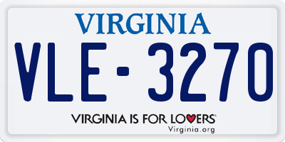 VA license plate VLE3270