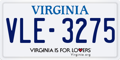 VA license plate VLE3275