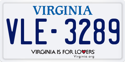 VA license plate VLE3289