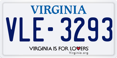 VA license plate VLE3293