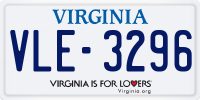 VA license plate VLE3296