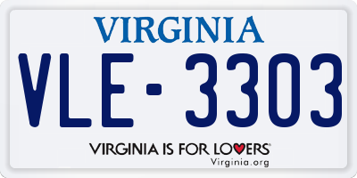 VA license plate VLE3303