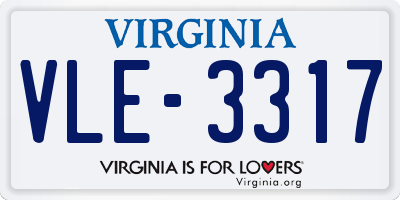 VA license plate VLE3317