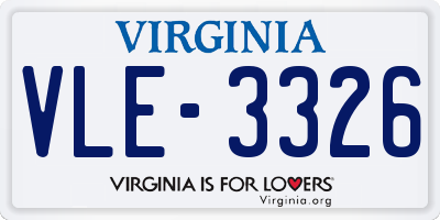VA license plate VLE3326