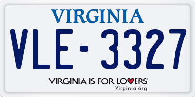 VA license plate VLE3327