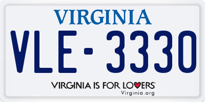 VA license plate VLE3330