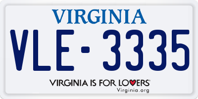 VA license plate VLE3335