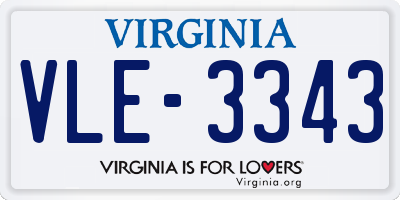 VA license plate VLE3343