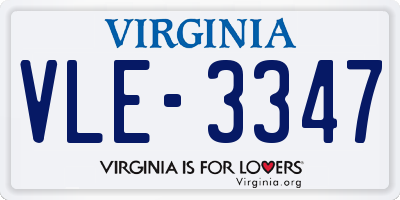 VA license plate VLE3347