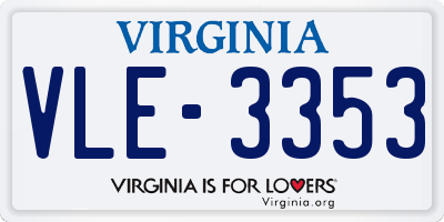 VA license plate VLE3353