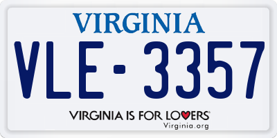 VA license plate VLE3357