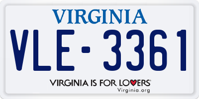 VA license plate VLE3361