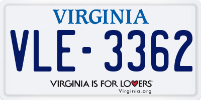 VA license plate VLE3362