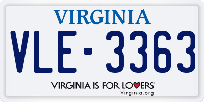 VA license plate VLE3363
