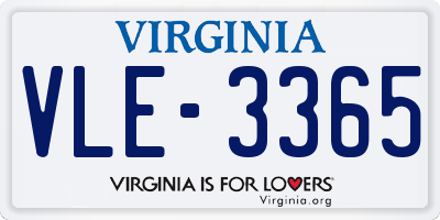 VA license plate VLE3365
