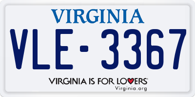 VA license plate VLE3367