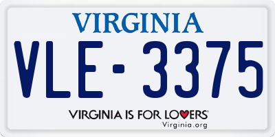 VA license plate VLE3375