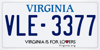 VA license plate VLE3377