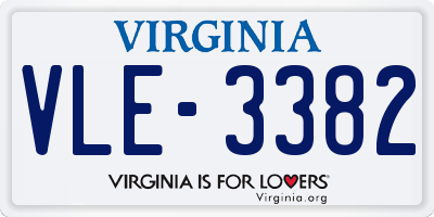 VA license plate VLE3382