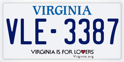 VA license plate VLE3387