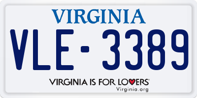 VA license plate VLE3389