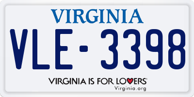 VA license plate VLE3398