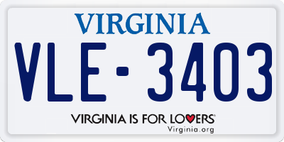 VA license plate VLE3403