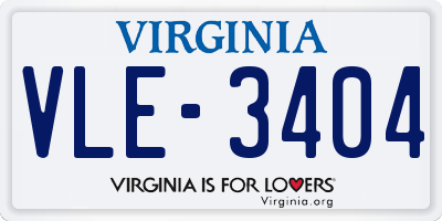 VA license plate VLE3404