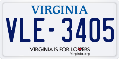 VA license plate VLE3405