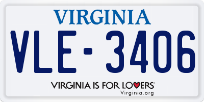 VA license plate VLE3406