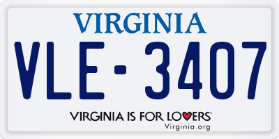 VA license plate VLE3407
