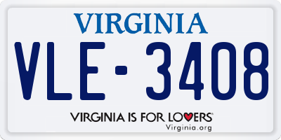 VA license plate VLE3408