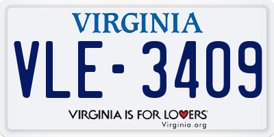 VA license plate VLE3409