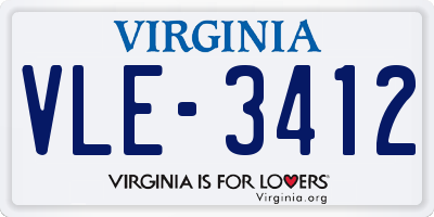 VA license plate VLE3412
