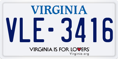 VA license plate VLE3416
