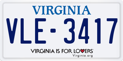 VA license plate VLE3417
