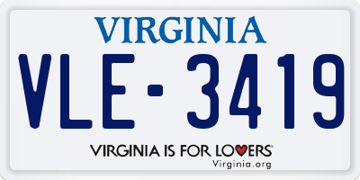 VA license plate VLE3419