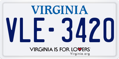 VA license plate VLE3420