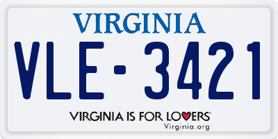VA license plate VLE3421