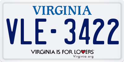 VA license plate VLE3422