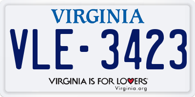 VA license plate VLE3423